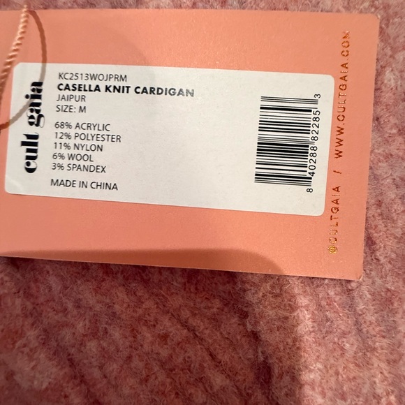 NWT Cult Gaia Casella Pink Cardigan with Gold Hardware Size Medium - Picture 9 of 9